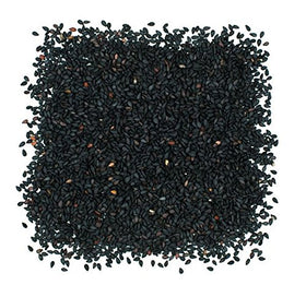 Roland Foods roasted black sesame seeds sprinkled on a dish, enhancing salads and toppings.