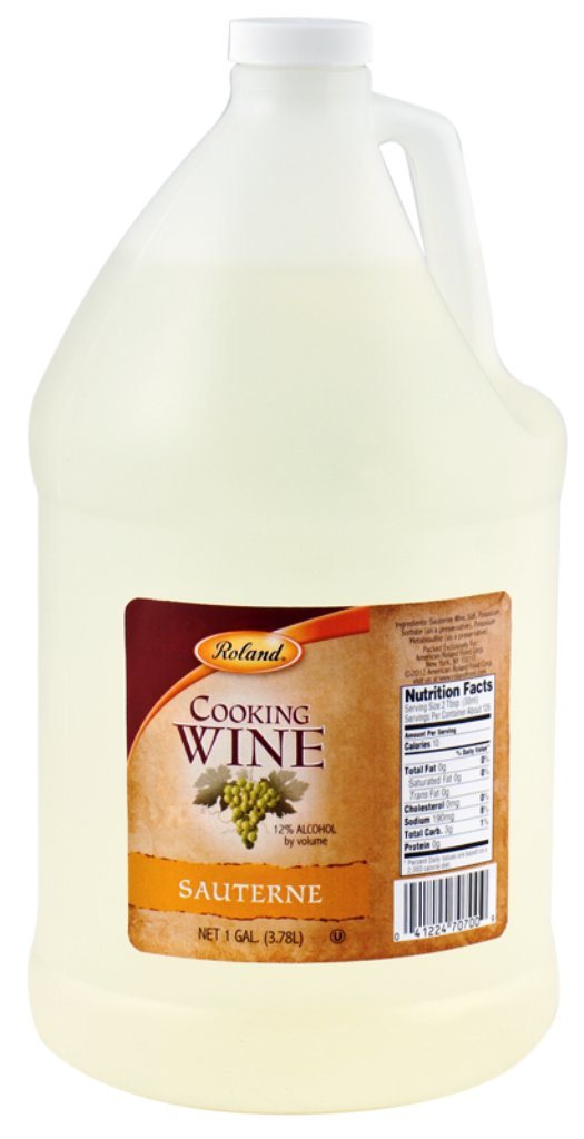 Roland Foods Sauterne cooking wine bottle pour enhances sauces and deglazing.