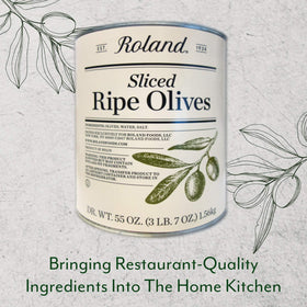 Roland Foods sliced black ripe olives ready-to-use in salads