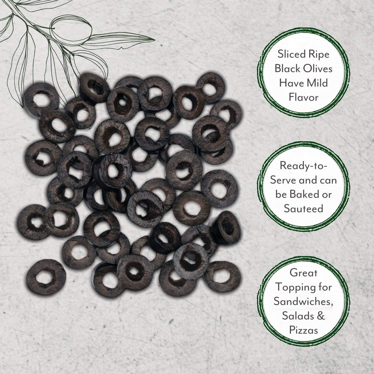 Roland Foods sliced black ripe olives in a bowl for pasta dishes
