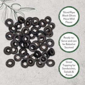Roland Foods sliced black ripe olives in a bowl for pasta dishes