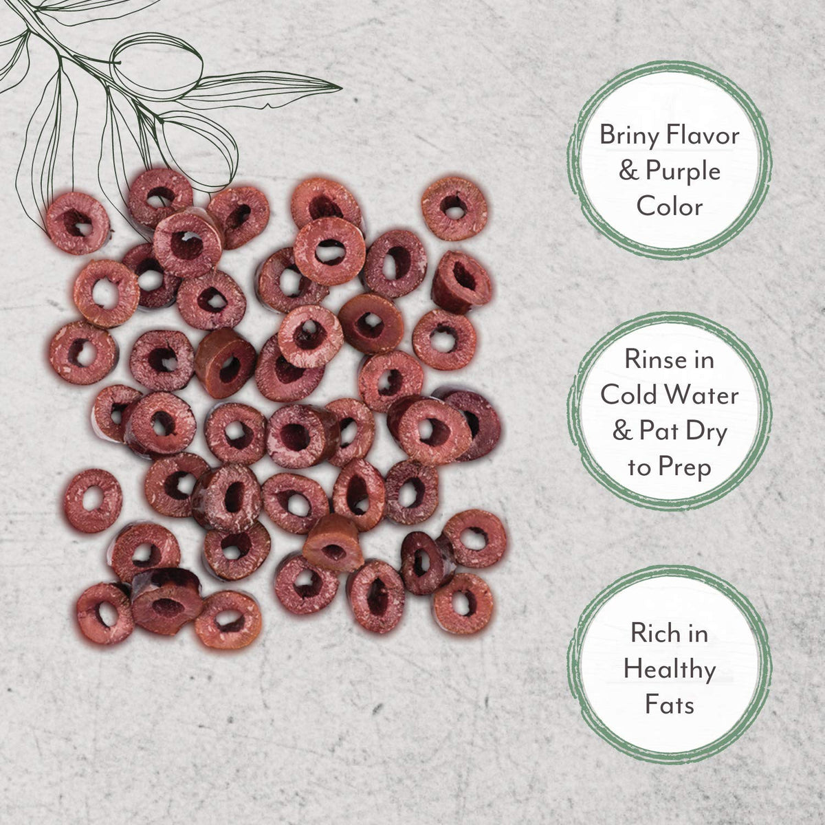 Roland Foods olives on pizza deliver savory contrast and color.