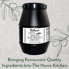 Roland Foods sliced Kalamata olives for tapenade, adding depth to spreads.