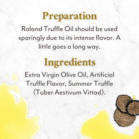 Roland Foods Black Truffle Oil elevates bread and potatoes with luxurious flavor.