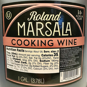 Roland Marsala Cooking Wine being poured into a pan to deglaze.