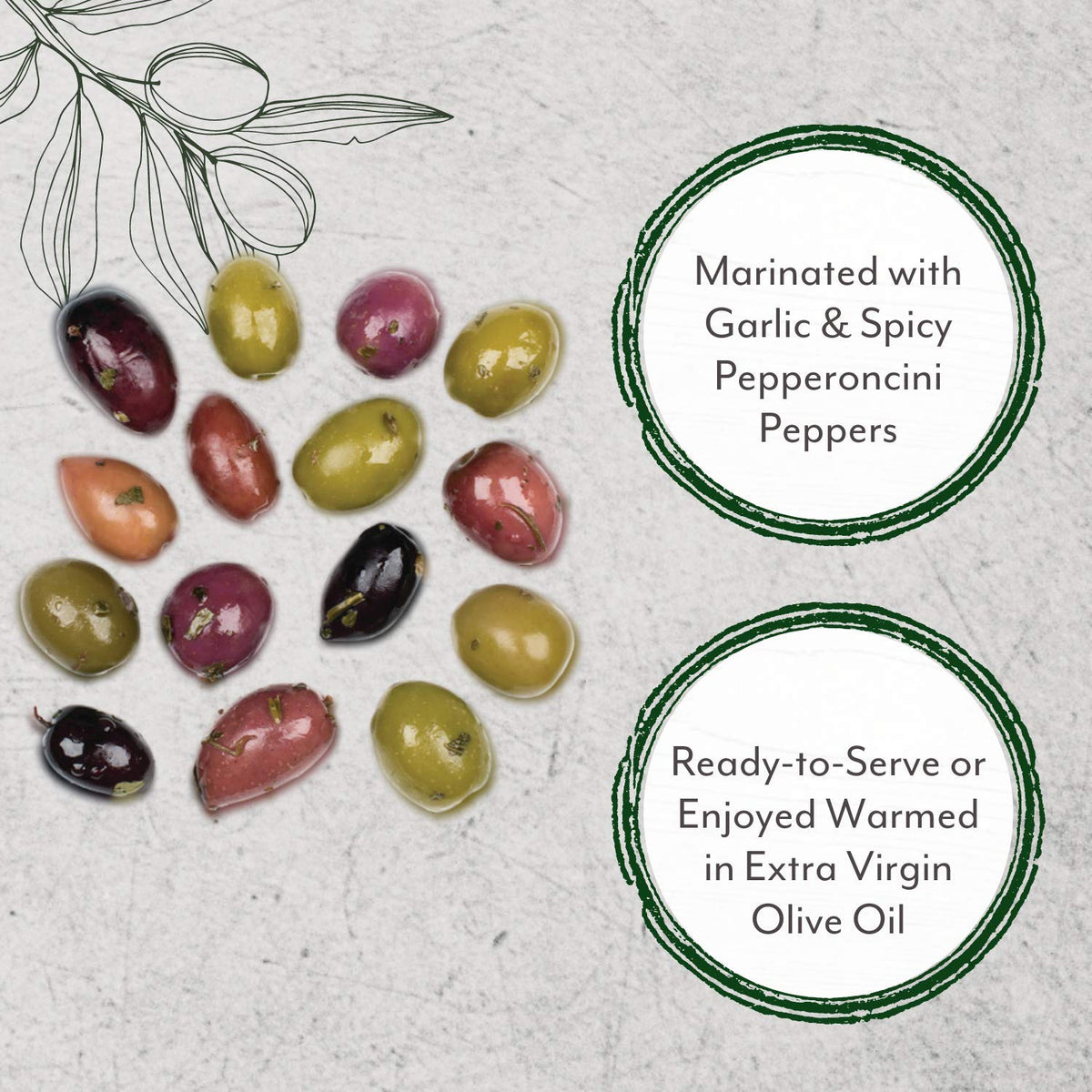Roland Foods olives arranged on antipasti platter ready for sharing.
