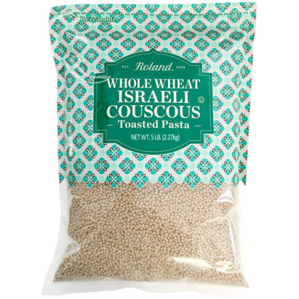 Roland Foods Whole Wheat Israeli Couscous bowl showing nutty texture and versatility.