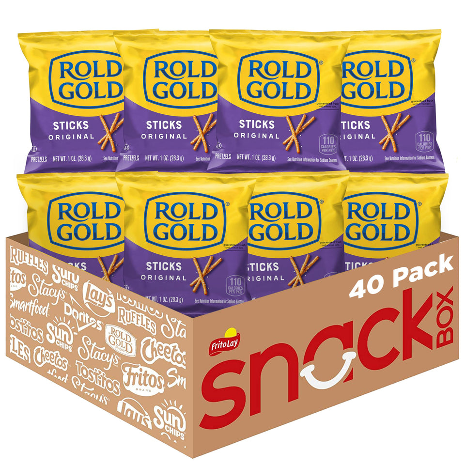 Rold Gold pretzels sticks 40-pack with 1-ounce bags, ideal for busy days