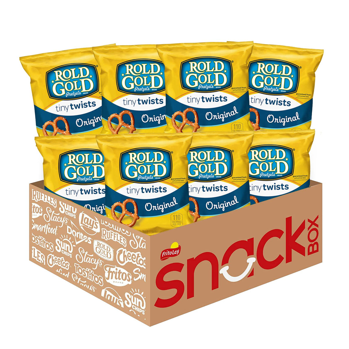 Rold Gold Tiny Twists 1oz bag close-up, crisp texture for on-the-go snacking