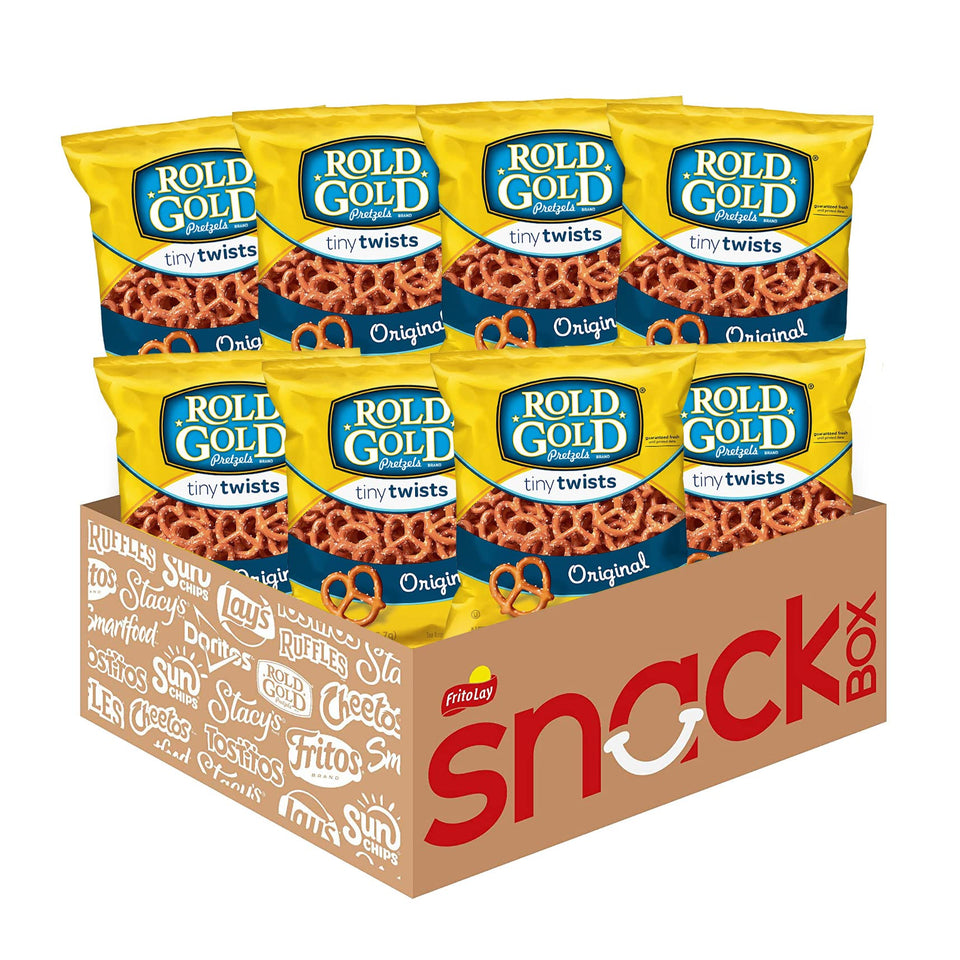 Rold Gold Tiny Twists bag front, ideal for on-the-go snacking.
