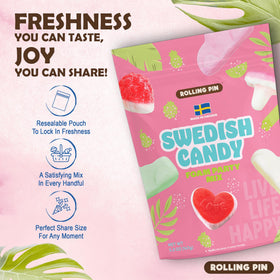 Rolling Pin Swedish Candy Variety bag closeup for lunchboxes