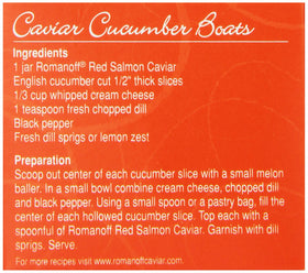 Romanoff Red Salmon Caviar spread on blini to showcase texture and color.