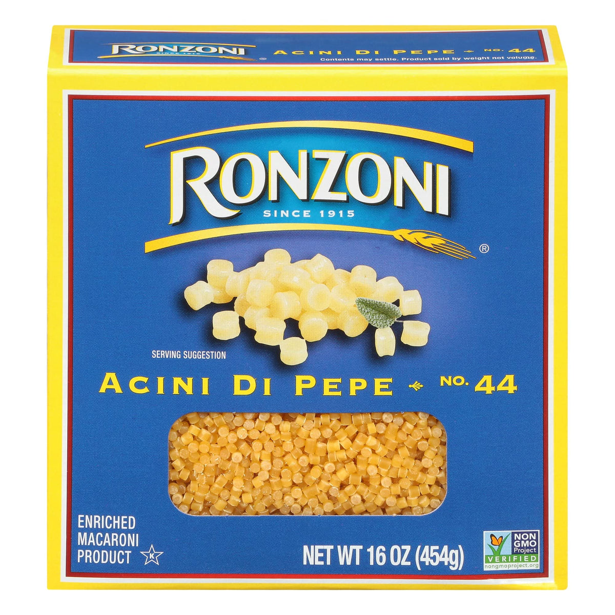 Ronzoni Acini Di Pepe uncooked pearl pasta, versatile for many recipes