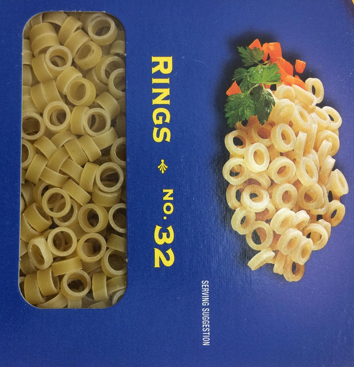 Ronzoni Rings enriched macaroni served with cheese sauce