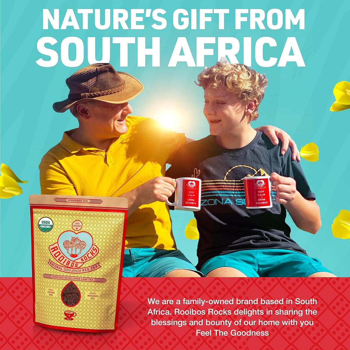 Rooibos Rocks cold glass ready, refreshing caffeine-free summer option.