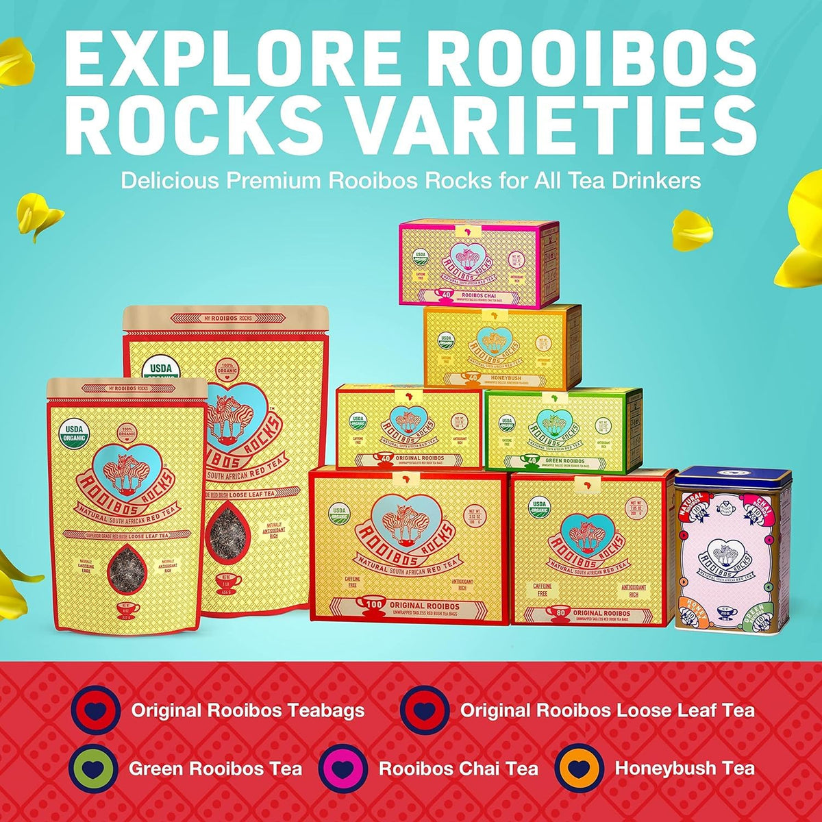 Rooibos Rocks hot cup in cozy setting, warming and caffeine-free.