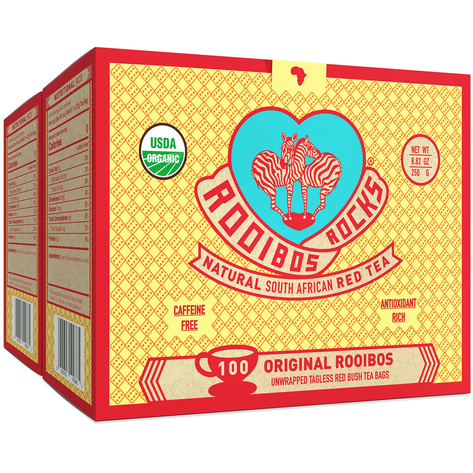 ROOIBOS ROCKS red tea bags pack for caffeine-free daily use