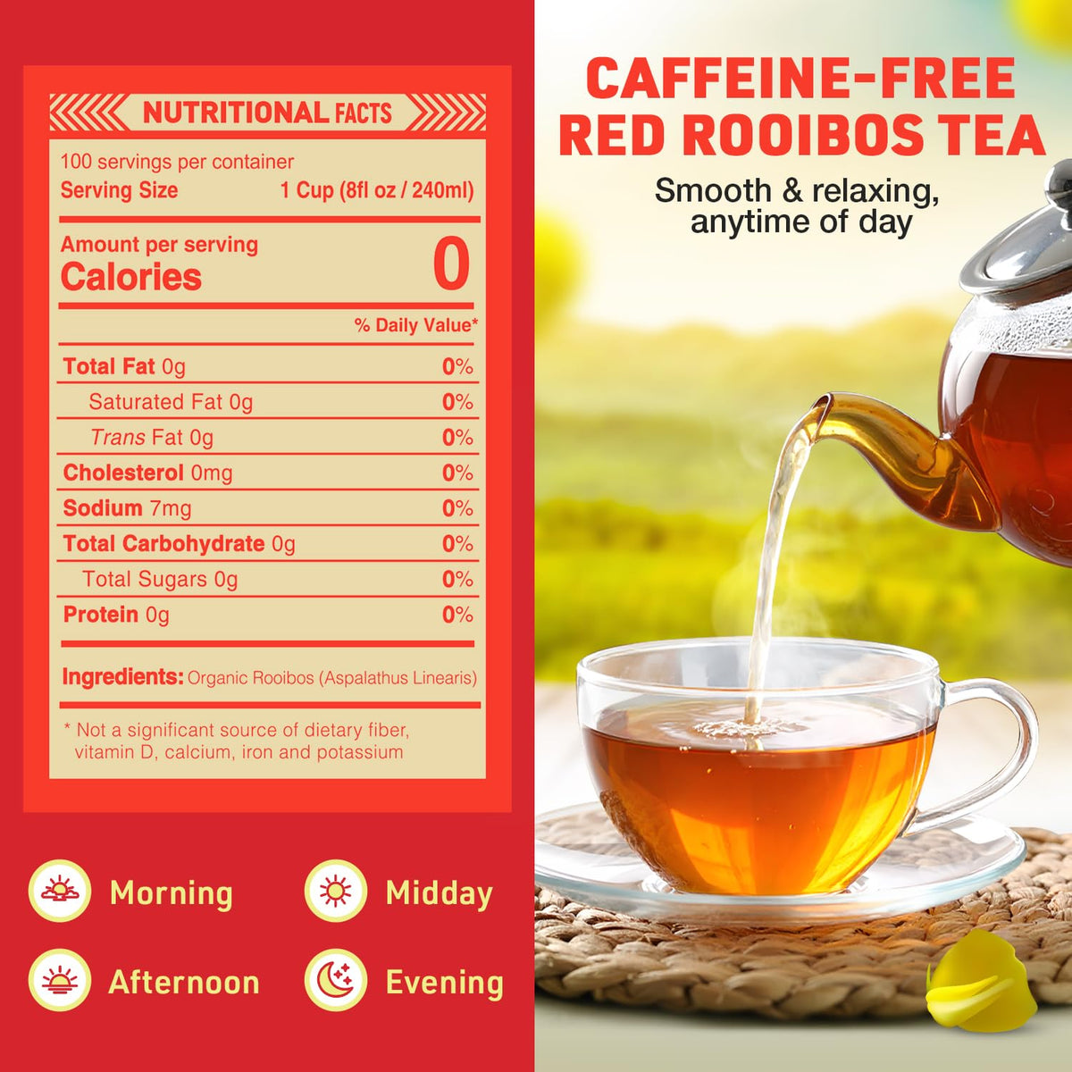 Steeping Rooibos Rocks tea in a steaming cup for cozy relaxation.