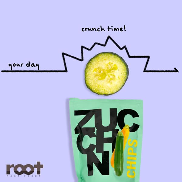 Root Foods zucchini chips non-GMO, gluten-free, vegan, Halal and Kosher.