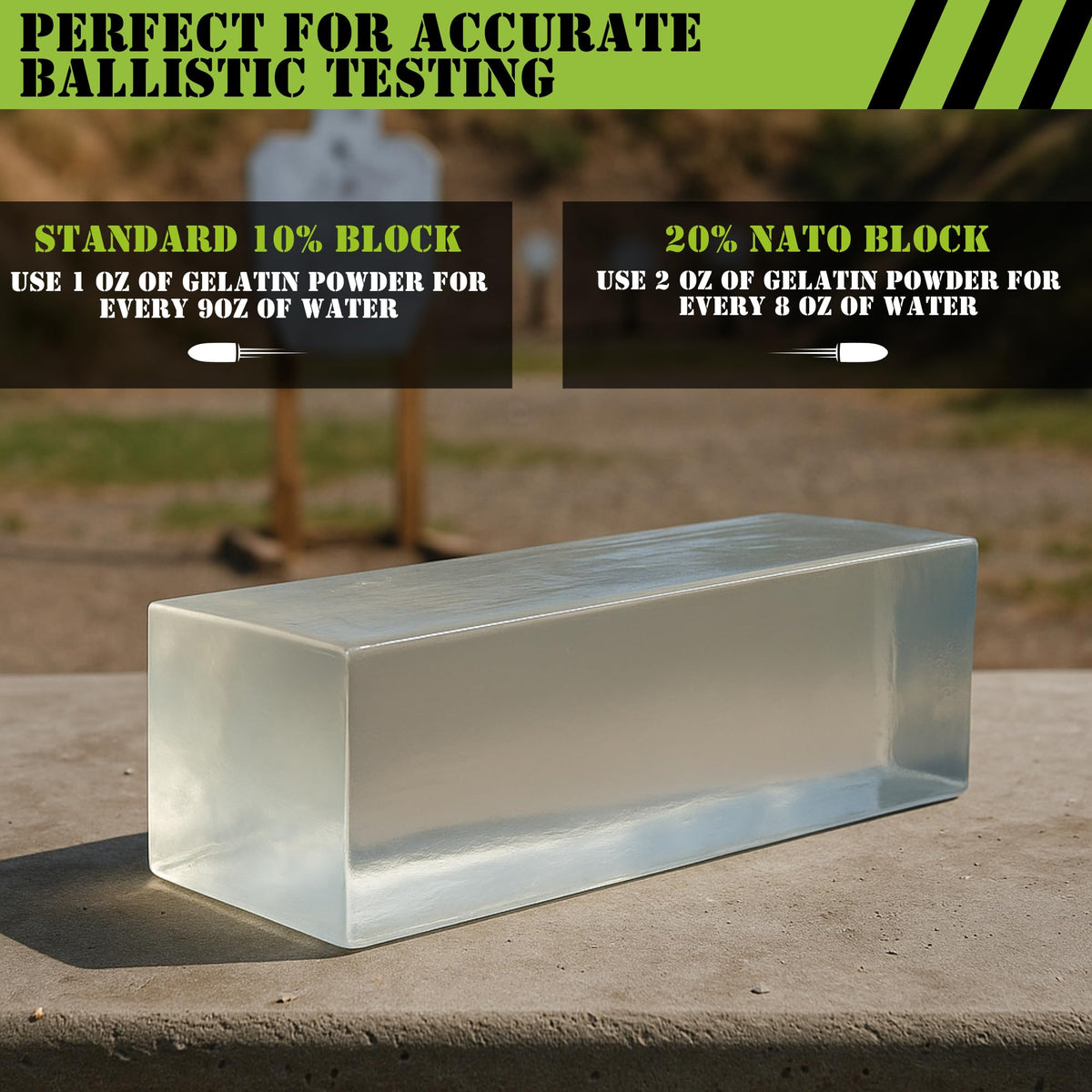 Rooted In Rare Ballistic Gel Powder produces ultra-clear blocks for trajectory visualization.