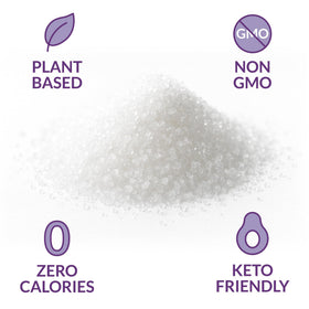 Scoop of Roots Circle Allulose dispenses into measuring spoon for baking.