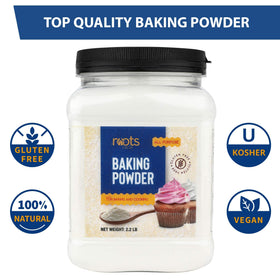 Roots Circle Baking Powder activates leavening for light, airy baked goods
