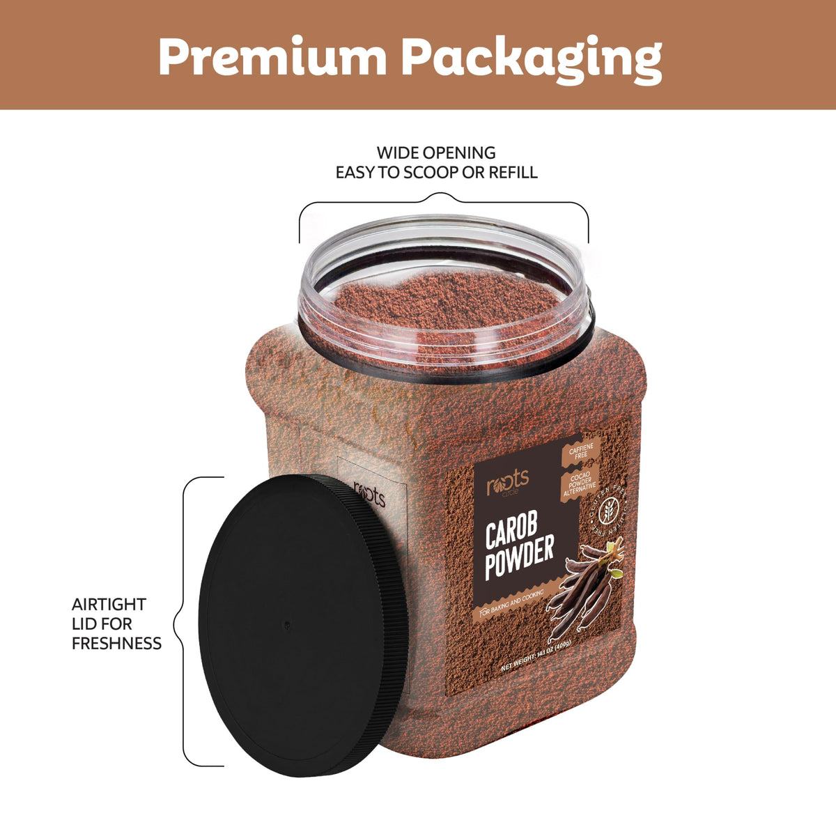 Roots Circle carob powder for baking and desserts adds natural sweetness.