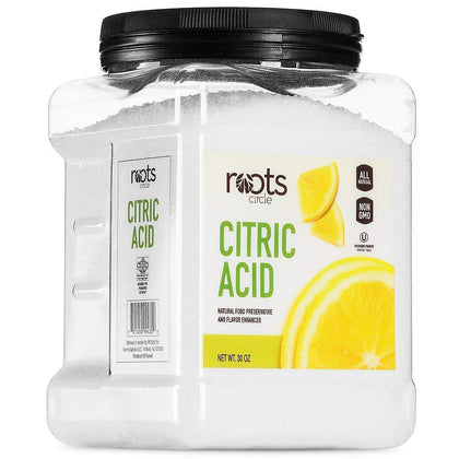 Roots Circle citric acid powder close-up for food and cleaners