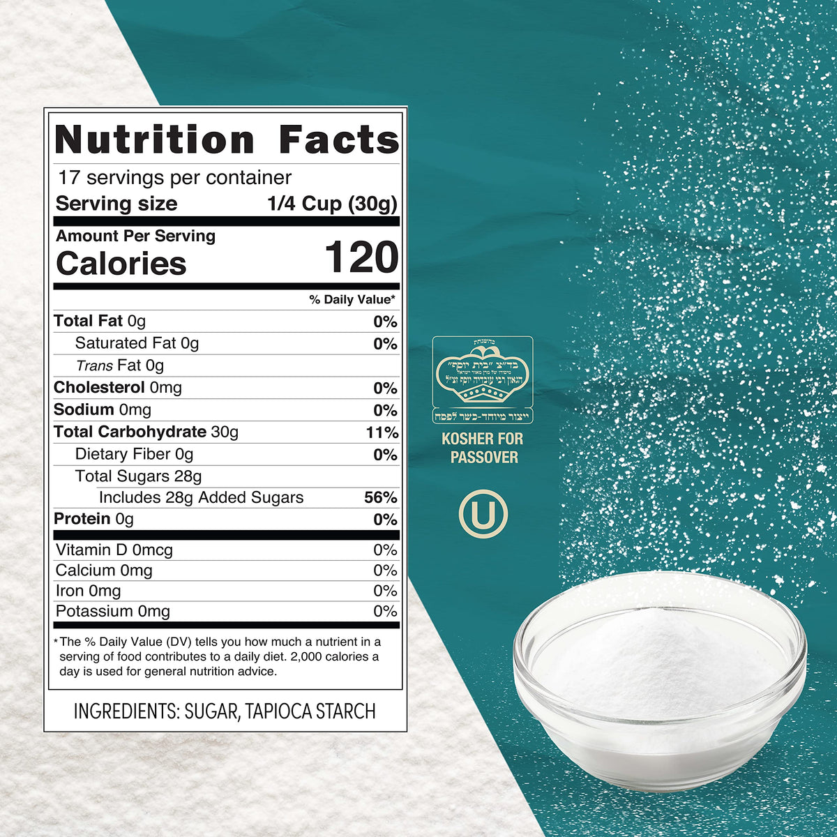 Roots Circle Confectioners Sugar Kosher certified for Passover use and versatility.