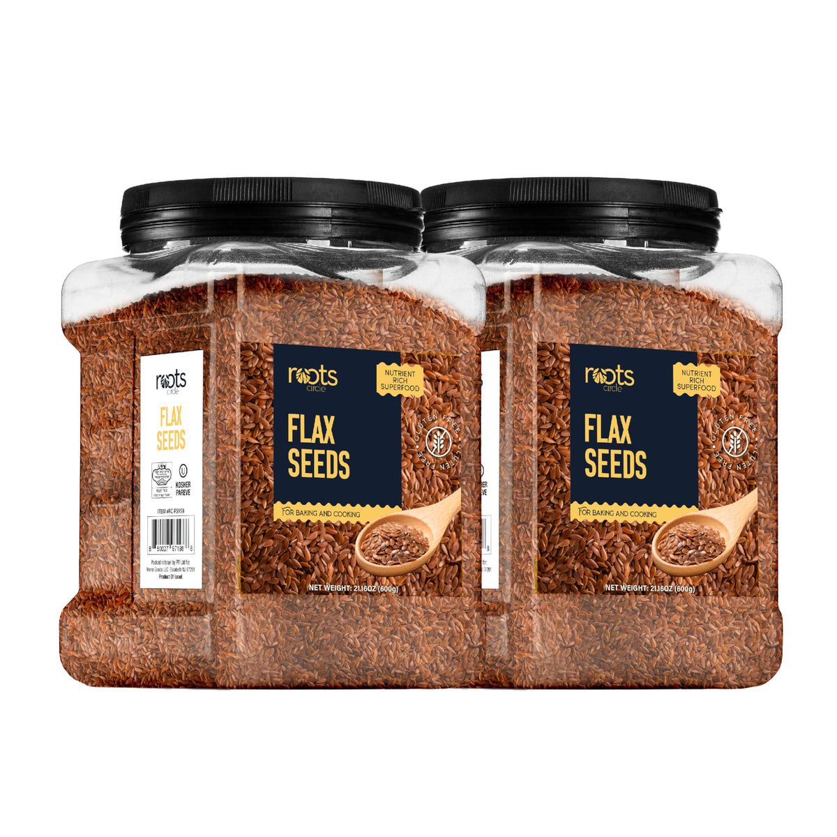 Roots Circle flaxseeds bulk pack 21oz for easy pantry storage and fiber