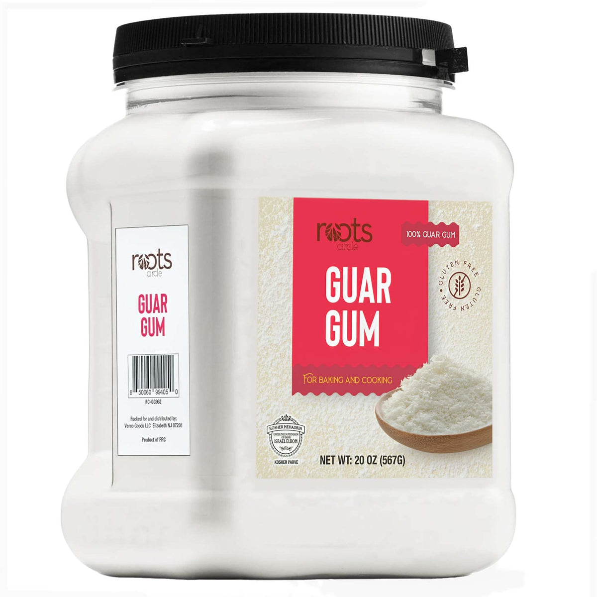 Roots Circle guar gum powder bottle pour for silky textures in recipes