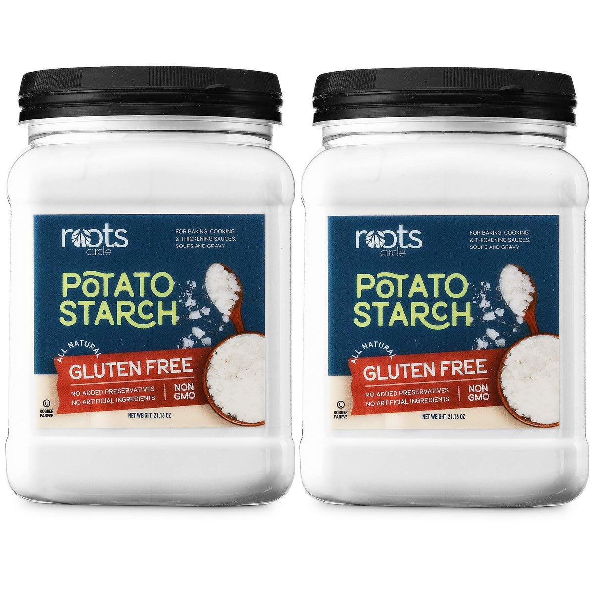 Roots Circle two-pack potato starch jars for easy everyday thickening.