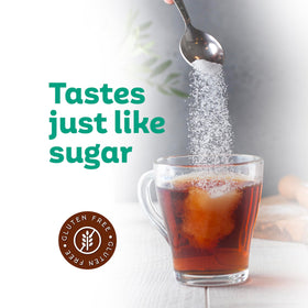 Roots Circle erythritol spoon measures zero-calorie sweetness in coffee