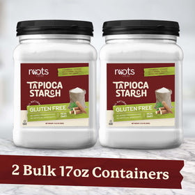 Roots Circle tapioca starch gluten-free label signals compatibility with gluten-free baking.