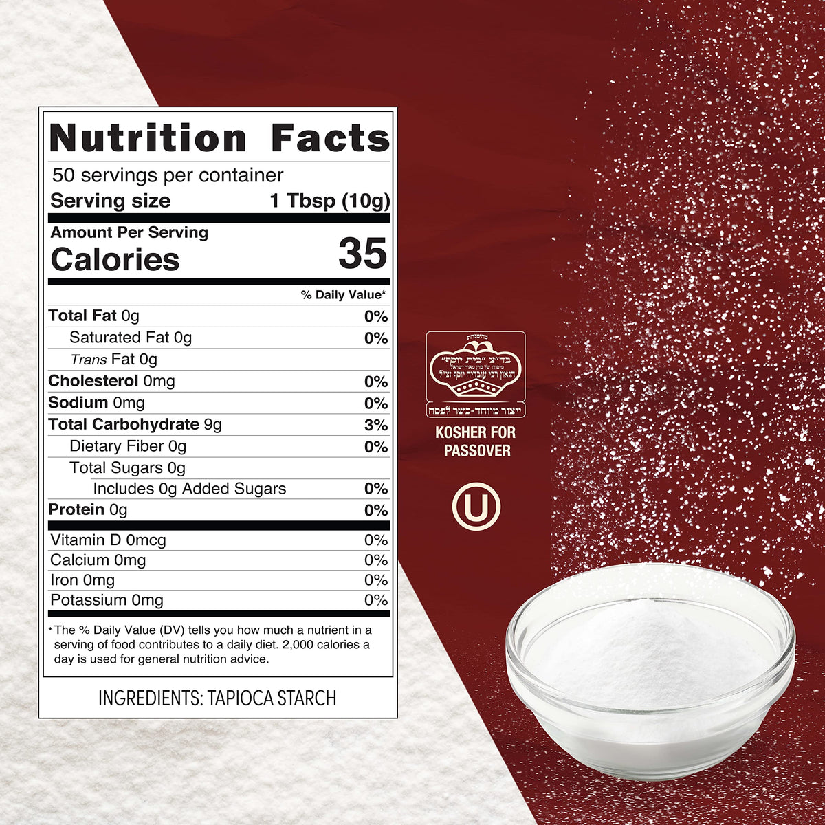 Roots Circle tapioca starch kitchen-counter setup suggests convenient pantry staple.