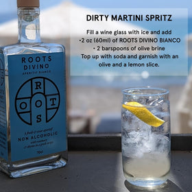 Roots Divino Bianco on Lesvos table Greek-made ingredients evoke island flavors.