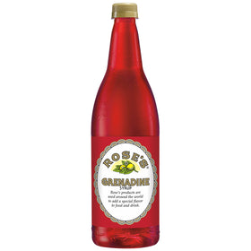 Rose's Grenadine pour shown into a glass for a refreshed mixed drink.