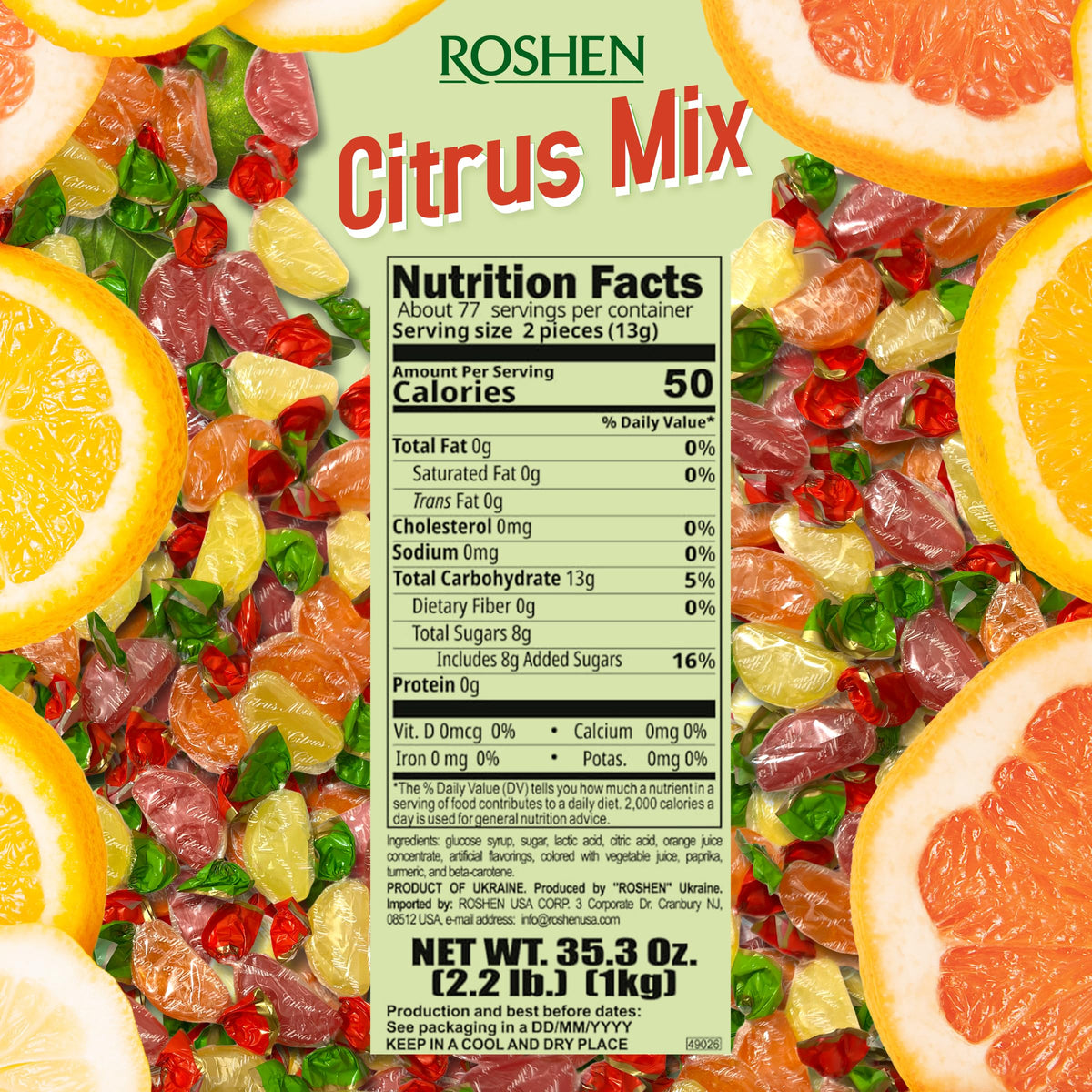 Roshen Citrus Mix Hard Candy freshness-seal keeping flavor vibrant.