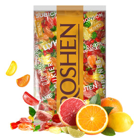 Roshen Citrus Mix Hard Candy orange-slice close-up showing bright citrus flavor.