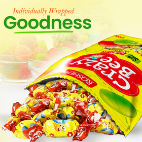 Close-up of Roshen jelly candies revealing soft fruit centers