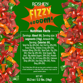 Roshen Fizzy Boom is kosher and halal certified, suitable for diverse diets.