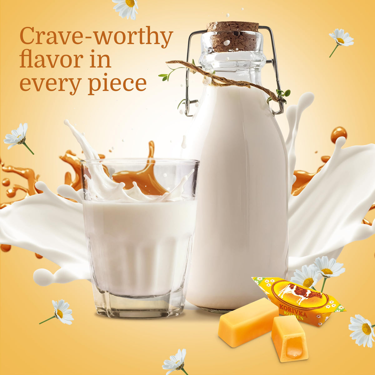 Roshen Korivka Milk Fudge with liquid centre, a playful contrast for dessert lovers