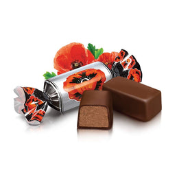 Roshen Krasniy Mak chocolate glazed praline with caramel crunch for a premium snack