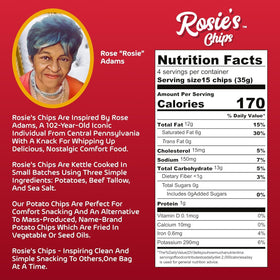 Ingredients close-up on Rosie’s Beef Tallow Chips