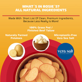 Non-GMO Idaho potatoes used in Rosie’s Beef Tallow Chips for crisp bites