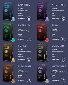 ROSSO CAFFÈ premium beans roasted for flavor, ensuring rich crema and consistent aroma.