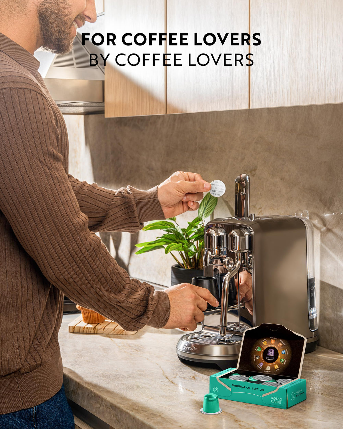 Nespresso Original-compatible Rosso Caffè pods ready for quick mornings.