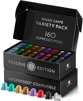 ROSSO CAFFÈ Reserve Variety Pack of 160 espresso pods for home use