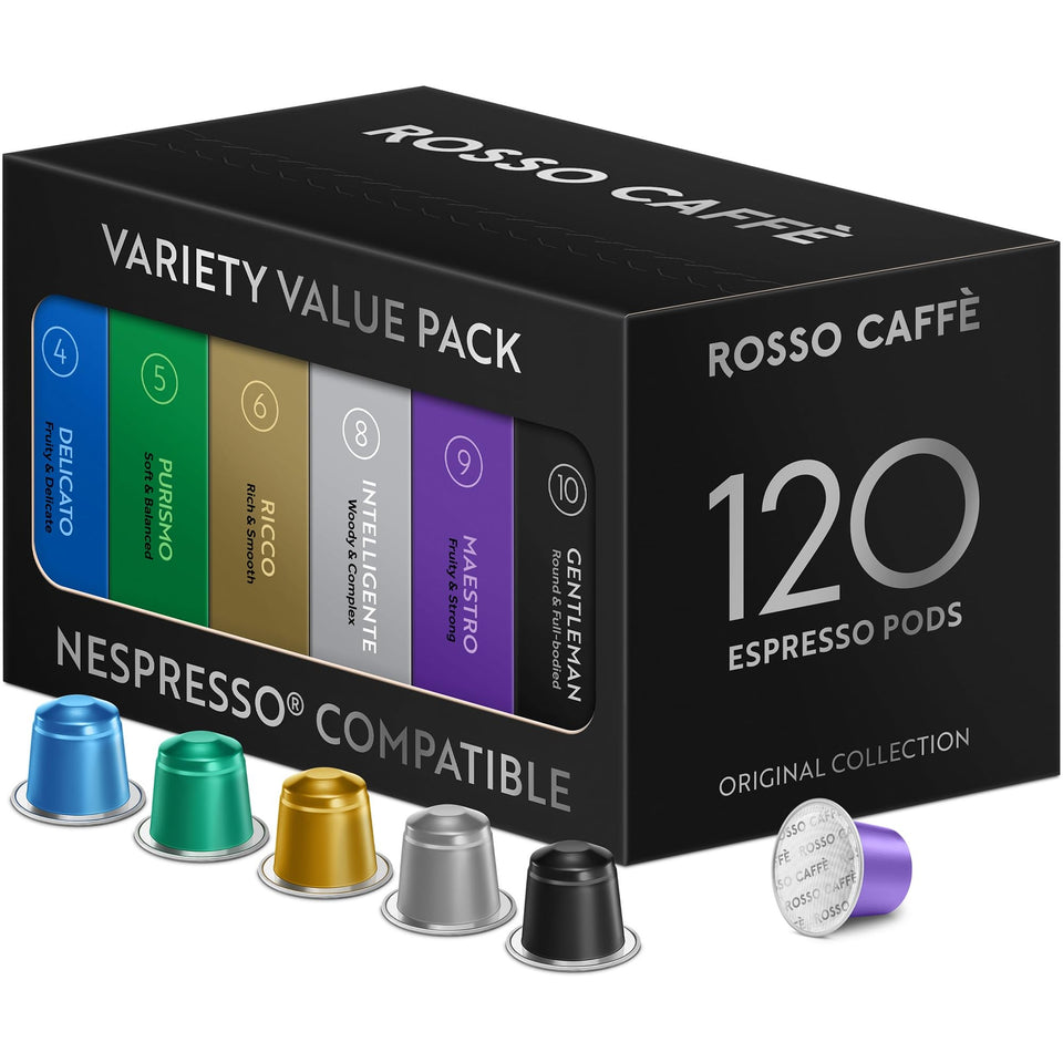 ROSSO CAFFE 120 espresso pods variety pack for home espresso