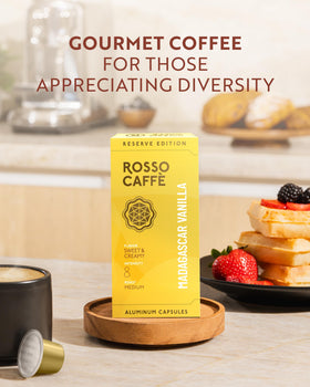 Rosso Caffè made in Italy espresso pods for premium taste at home.